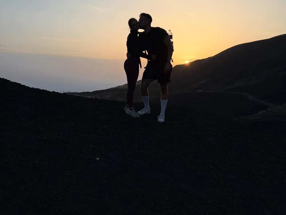 A sunset during a hiking experience on Mount Etna