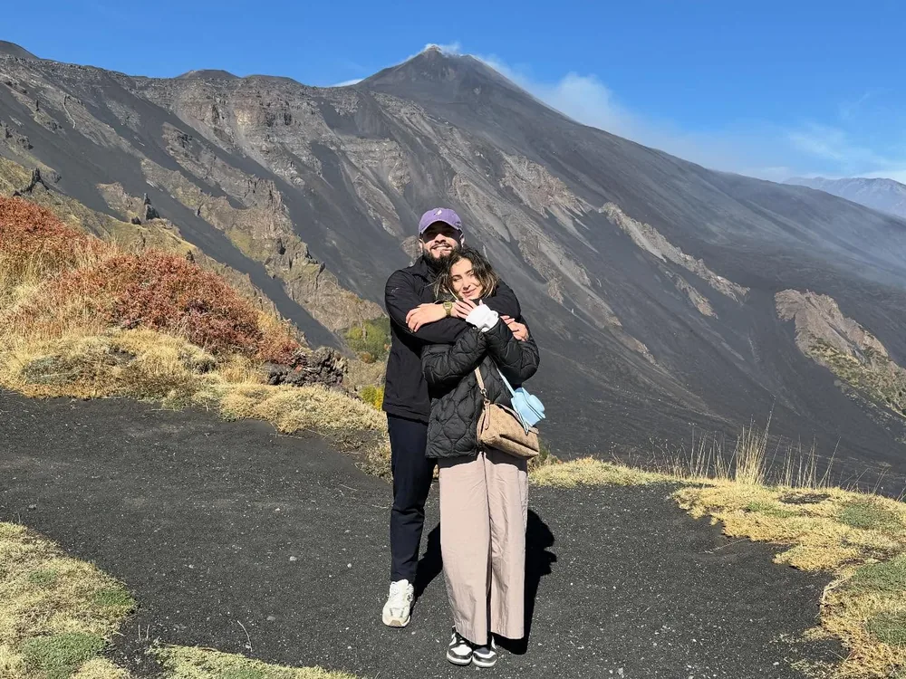 Guests enjoying a guided hiking experience on Mount Etna